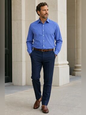 Avenue Blue Polka Dot Button-Up Shirt